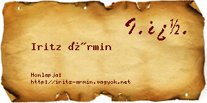 Iritz Ármin névjegykártya